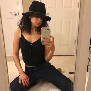 Ann Taylor Wool Hat with Black Tie